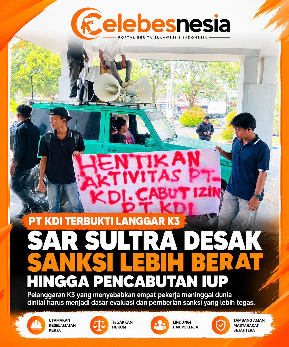PT KDI Terbukti Langgar K3, SAR Sultra Desak Sanksi Lebih Berat hingga Pencabutan IUP